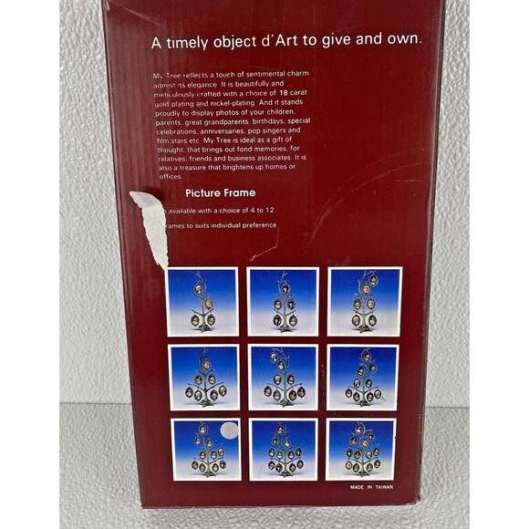 Vintage Nickel-Plating Metal Family Tree Picture Frame Fit Six  (6) Photos - Picture 5 of 5